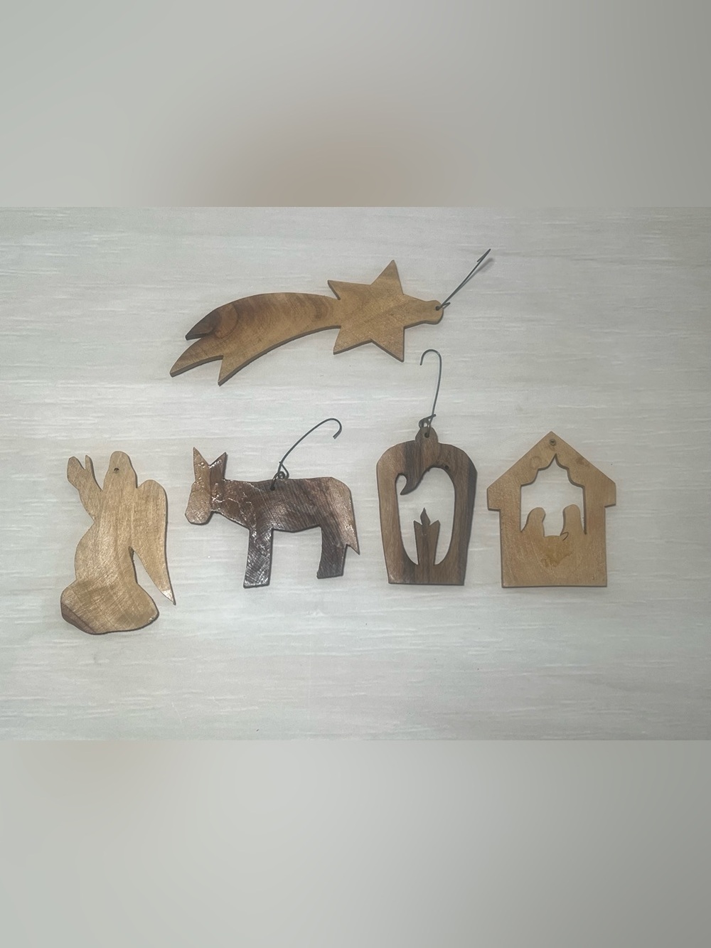 vintage scandinavian style wooden nativity ornaments set of 5